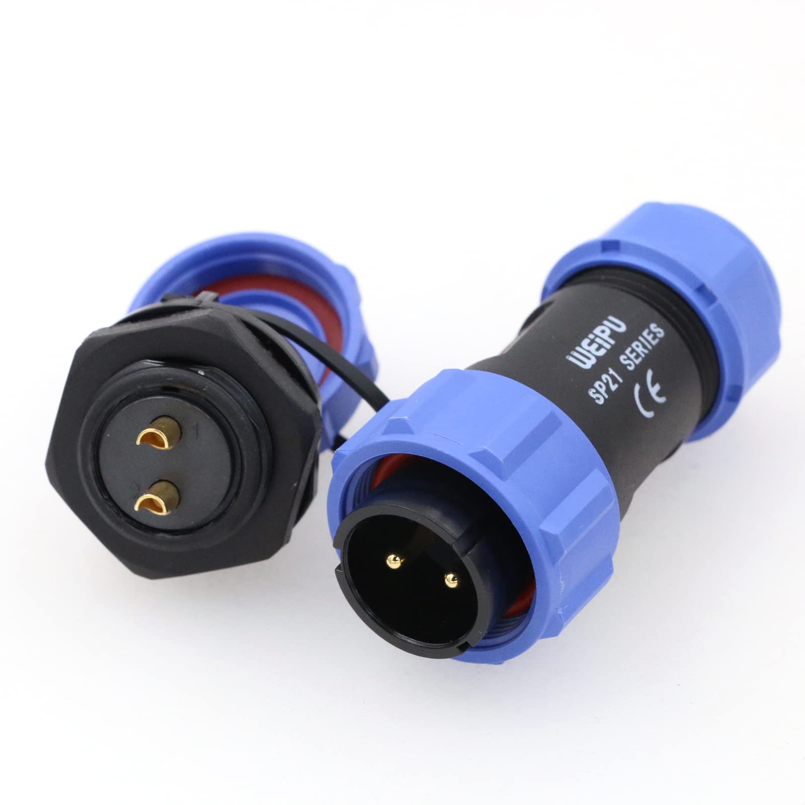 WEIPU SP21 2 Pin Waterproof Connectors Plug Socket Industrial Power Panel Mount Aviation Circular High Voltage Bulkhead Heavy Connector LED Power Cable