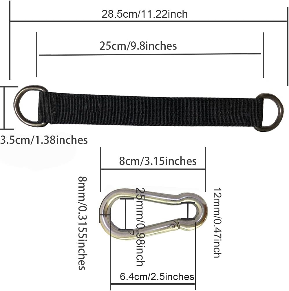 Swing Straps, 2 PCS 24cm / 9.45inches Heavy Duty Hanging Straps Holds 440 lbs with Carabiner Perfect for Tree Swing Seat, Hammock, Plank - Image 6