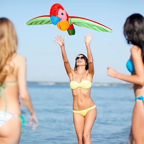 Miniatura 3 de Gejoy 12 piezas de decoraciones inflables grandes de loro volador para verano, fiesta hawaiana tropical, playa, regalo de cumpleaños, decoración de