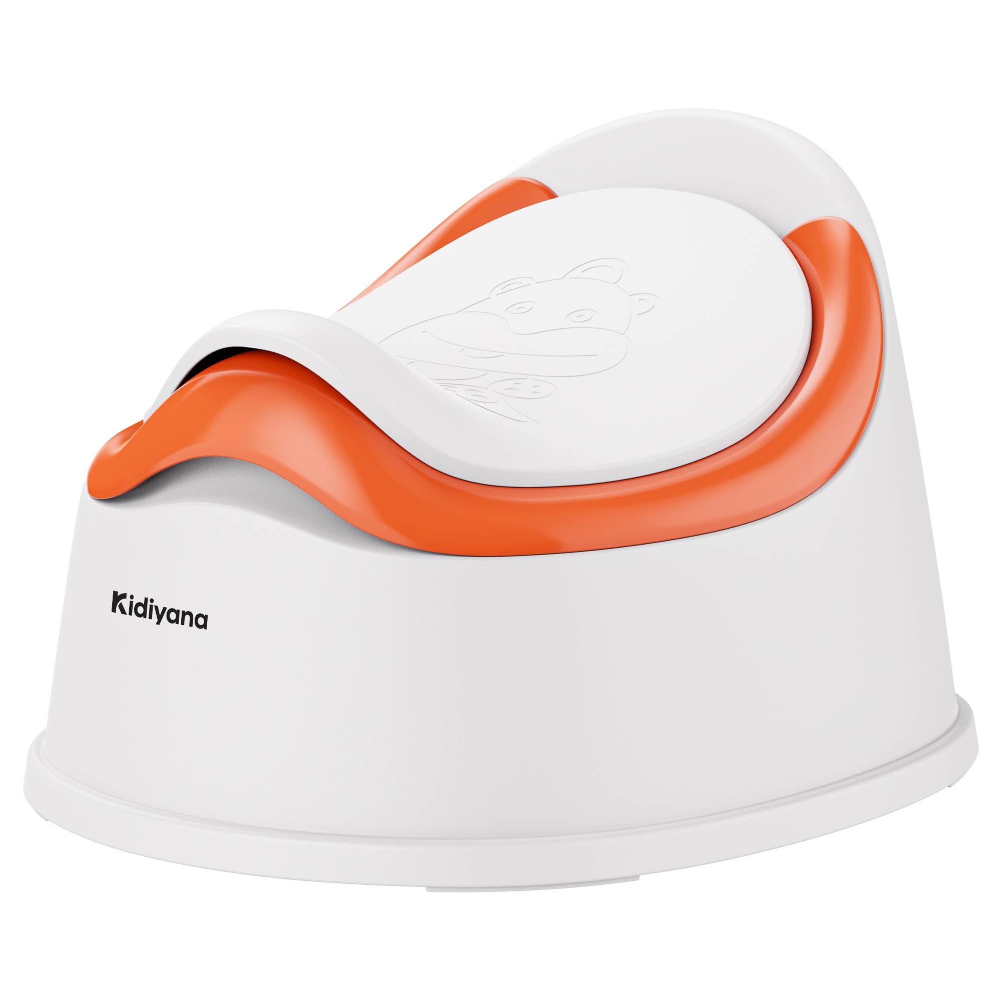 Kidiyana Abhaltetöpfchen Baby, Kinder Töpfchen mit Deckel, Töpfchentraining Nachttopf daheim & Reisetoilette unterwegs – BPA-frei, Schadstofffrei, Rutschfest, Innentopf mit Spritzschutz, Orangerot