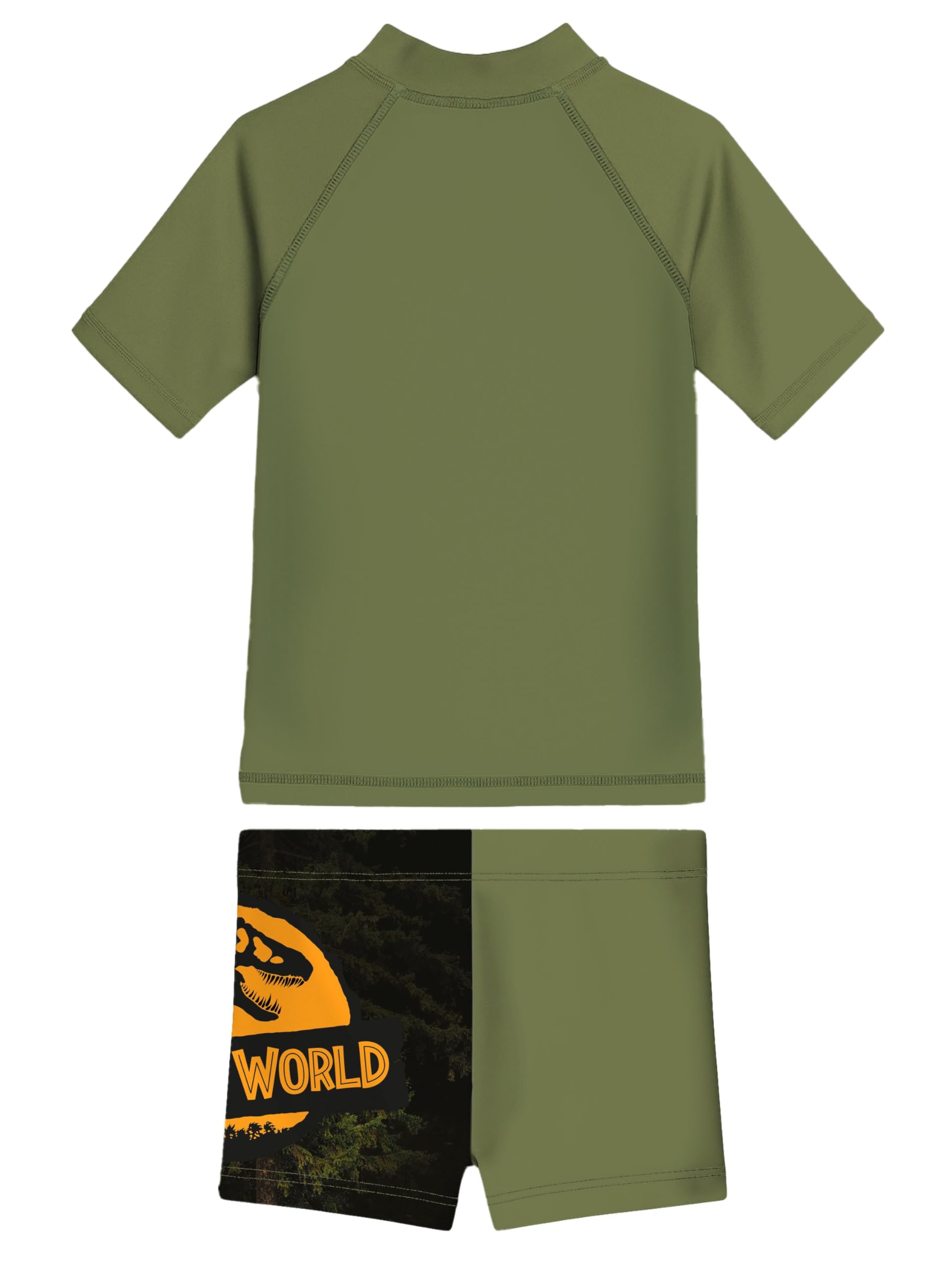 United Labels Jurassic World dwuczęściowy, ochrona przed promieniowaniem UV 30, dla chłopców, zielony, moda kąpielowa dla dzieci, z koszulką i kąpielówkami, strój kąpielowy