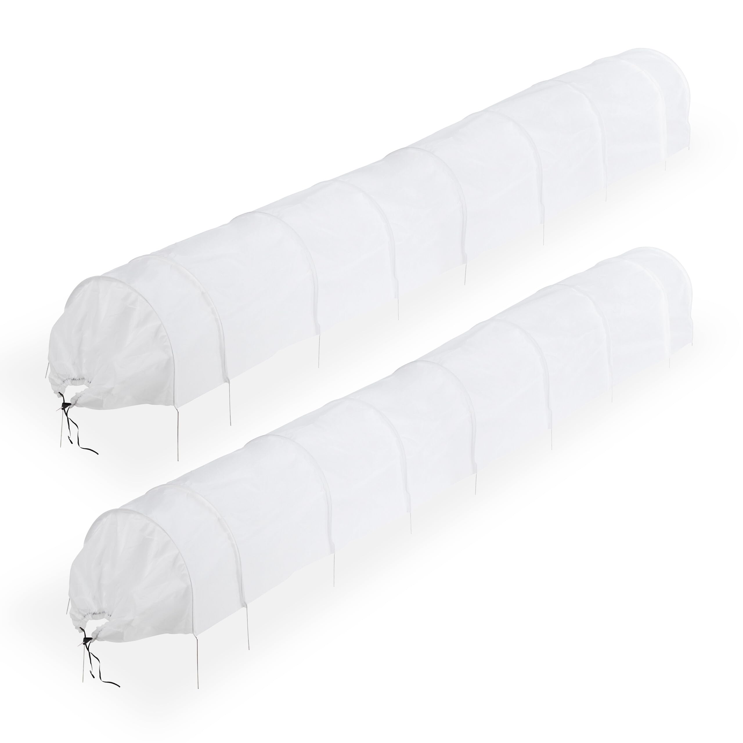 Relaxdays Serra per Orto con Archetti, Set da 2, Tunnel di 5 m, da Giardino, Protezione da Uccelli e Parassiti, Bianco