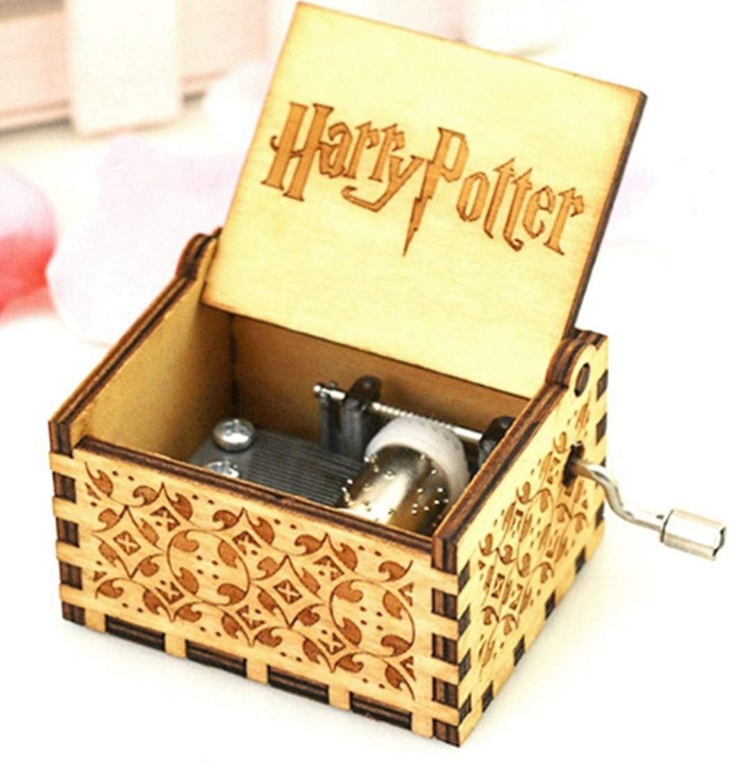 EITHEO Wooden Antique Carved Hand Crank Brown HP Theme Music Box