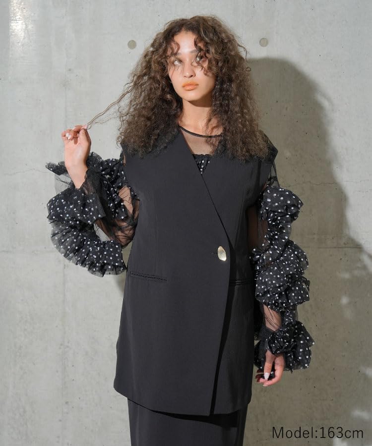 [DONOBAN] レディース トップス チュールトップス ブラウス ボリュームトップス ANDRESD アンドレスド シアー 重ね