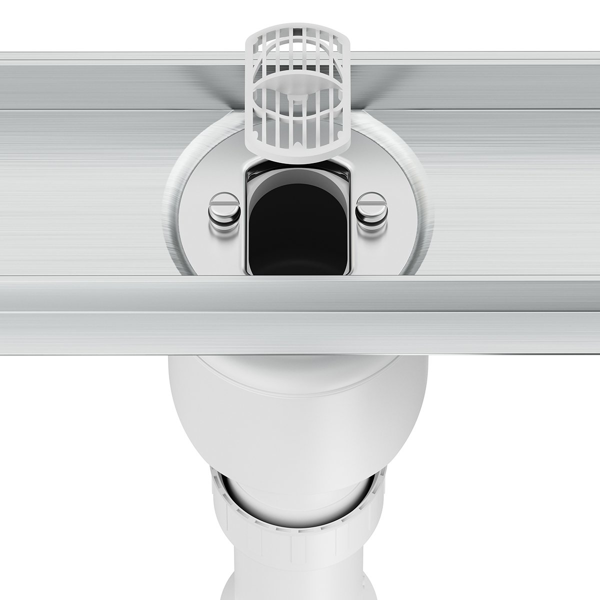 Grundkörper-SET für Duschrinne 80 cm AQUABAD® SDS Pro aus Edelstahl inkl. Haarsieb/Ablauf senkrecht (Ohne Abdeckung - separat erhältlich)