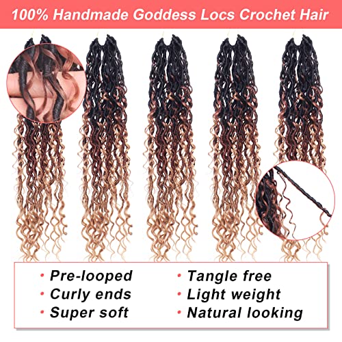 Xtrend 14Inch 8 Packs River Faux Locs Crochet Hair With Curly Hair In Middle And Ends 14Strands/pack Pre-Looped Crochet Braids 3 Tones Messy Bohemian Fuax Locs Hair Extensions 1B3027# - Image 4