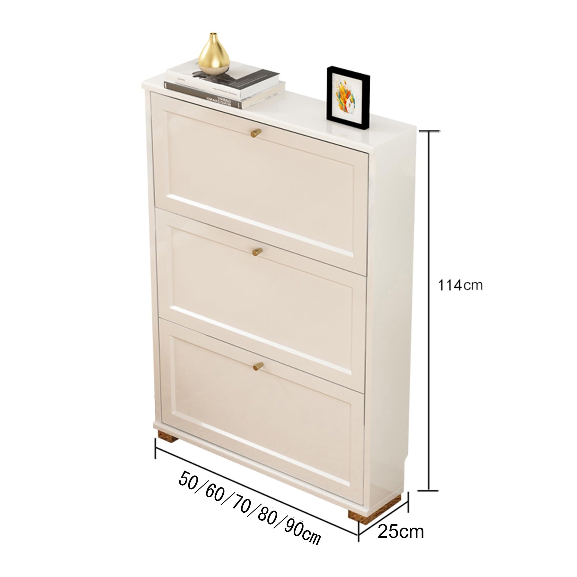 Schuhschrank Schuhregal Schmal Weiss/Weiß,Shoe Cabinet,Schuhkommode,Schmaler Schrank,Flur Möbel,Schuhregal Geschlossen Holz,Schrank 25cm Tief,für Eingangsbereich Wohnzimmer Flur ( Color : W-25CM , Siz Küche, Haushalt & Wohnen