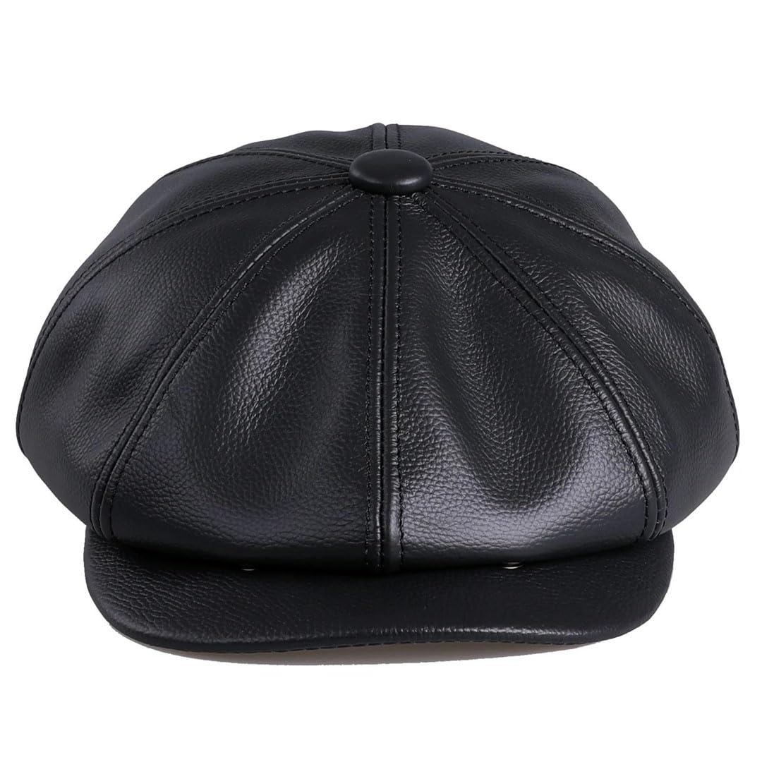 Newsboy - Gorra plana para hombre, 100% piel de vacuno auténtica de primera calidad, gorra de golf