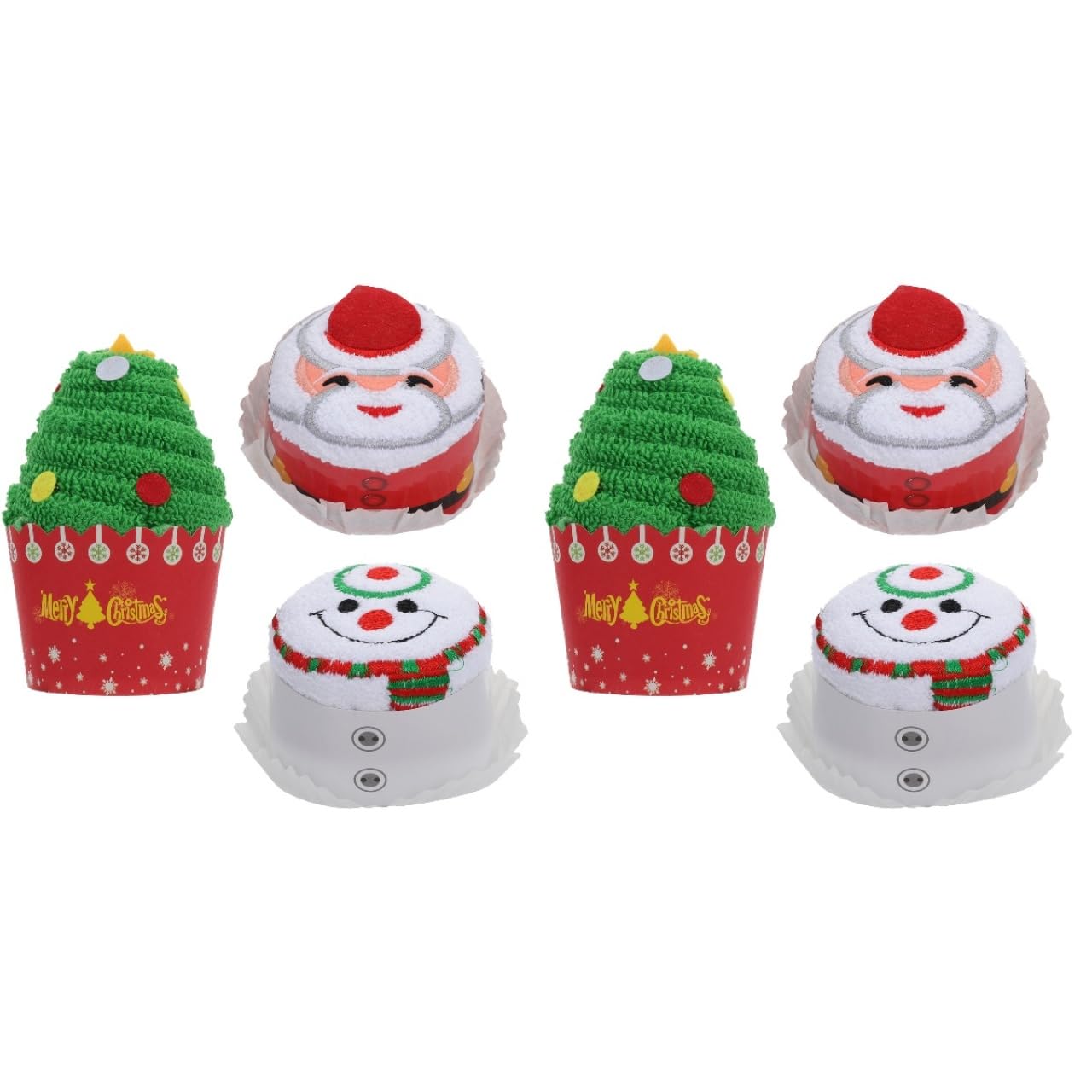 Cabilock Set 6 Pezzi Asciugamani Natalizi in Cotone Morbido Torta Di Natale Modellazione Salviette Natalizie Asciugamani Natalizi Cupcake Per Bagno Cucina Decorazioni Festive