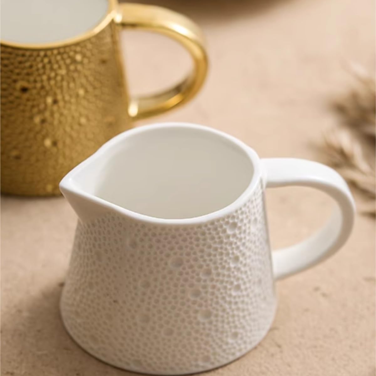 Barchetta per salsa per condimenti per insalata, lattina di latte in ceramica per uso domestico, caffè, tazza di deviazione per ristorante occidentale, salsa, salsiera, per cucina e ristorante (oro