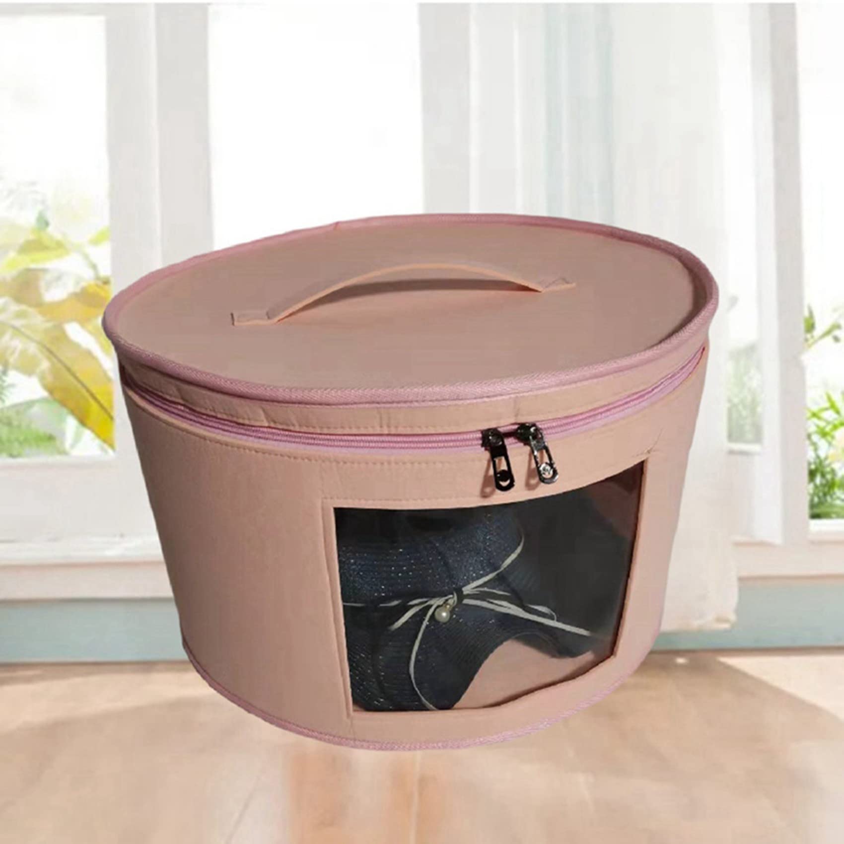 2X Caja Organizadora de Sombreros Cajas de Sombreros de Viaje Redondas Sombreros Plegable con Tapa A Prueba de Polvo Caja de Almacenamiento de Sombreros Grandes Cajas A
