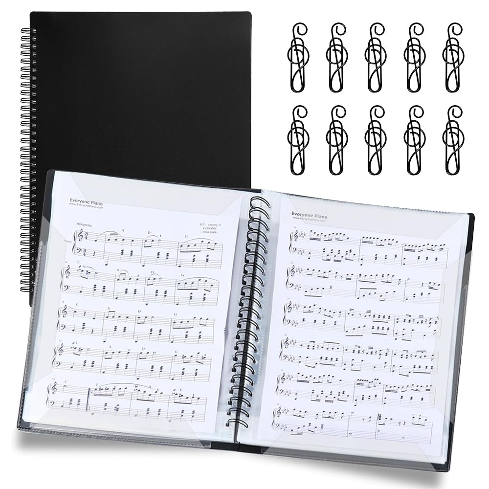 Cartellina portadocumenti A4, formato A4, 20 tasche/40 pagine, con 10 graffette per documenti, carta, opere d'arte