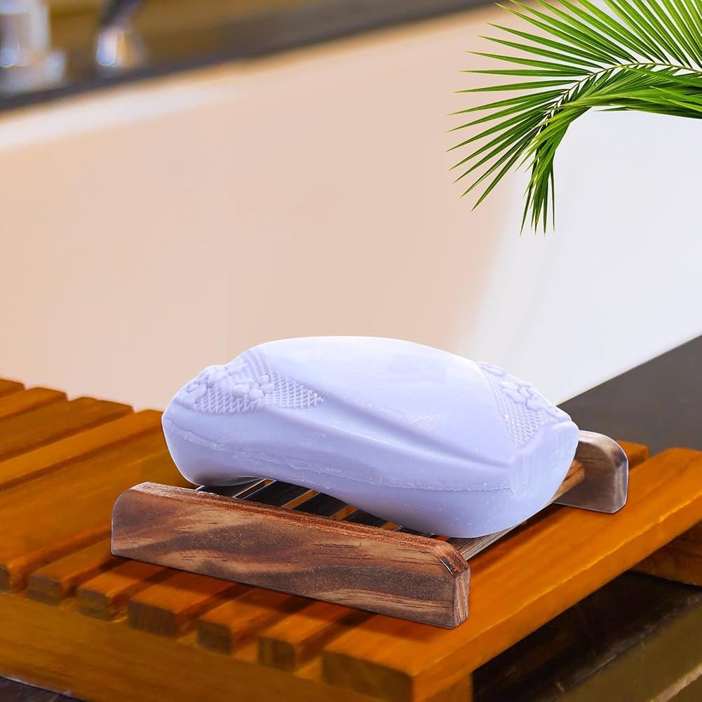 Jabonera de Madera para Baño, Soporte para Jabón con Escurridor, Bandeja Artesanal