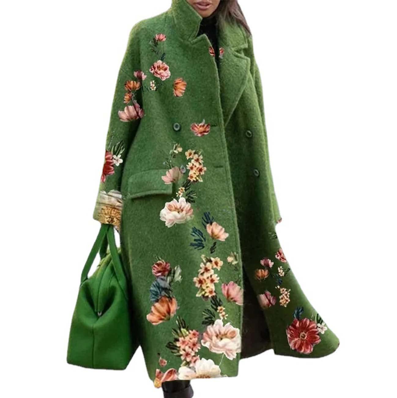Cappotto A Maniche Lunghe Autunno E Inverno Da Donna Cappotto Di Lana Con Risvolto Grande Pied De Poule Di Media Lunghezza