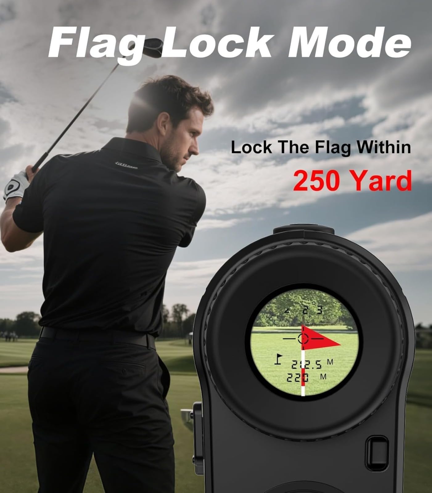 Telemetro da golf con interruttore di pendenza e blocco bandiera, ingrandimento 6x, portata 910 metri, alta precisione, risposta rapida 0,5 s, per torneo di golf e pratica