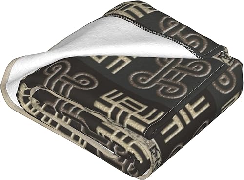 Miniatura 4 de Yssammns Manta de forro polar ultrasuave, patrón africano con símbolos Adinkra, manta de felpa para todas las estaciones, manta ligera para cama,