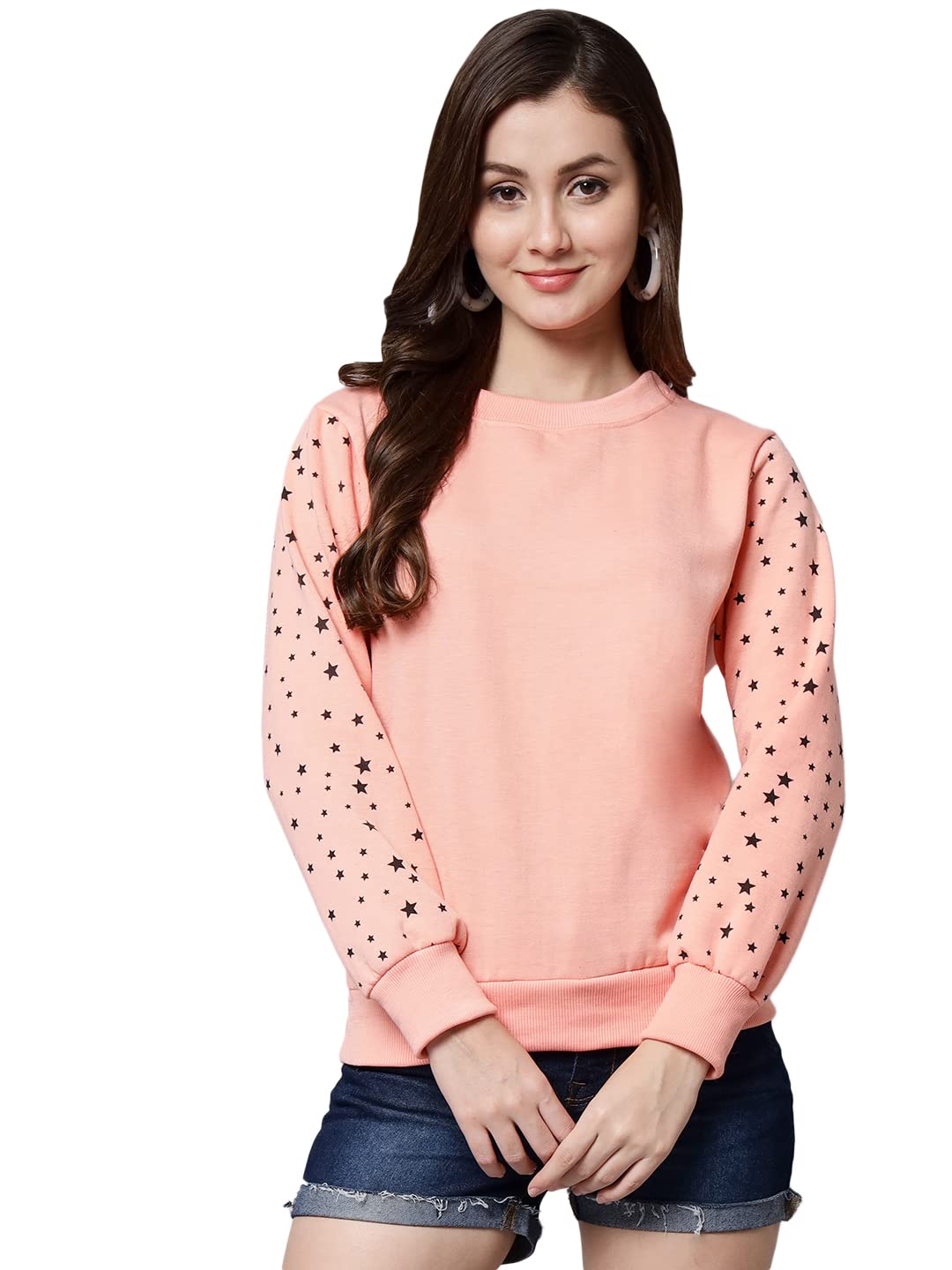 G. H. Collection Women's Star Printed Full SILVED T-Shirt (Multi)