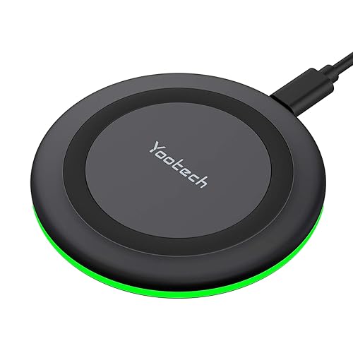 Yootech Wireless Charger,10W Max Wireless Charging Pad Compatible with iPhone 17/17 Pro/17 Pro Max/Air/16/15/14/13/SE 2022/12/11,Samsung Galaxy S25/S24/S23,for AirPods Pro 3(No AC Adapter) - Black/Black