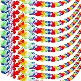 Aneco 10 Pack Hawaiian Tropical Jumbo Multicolored Luau Hibiscus Flower Lei Garland for Hawaiian Party Supplies Decorations,10 Feet Each