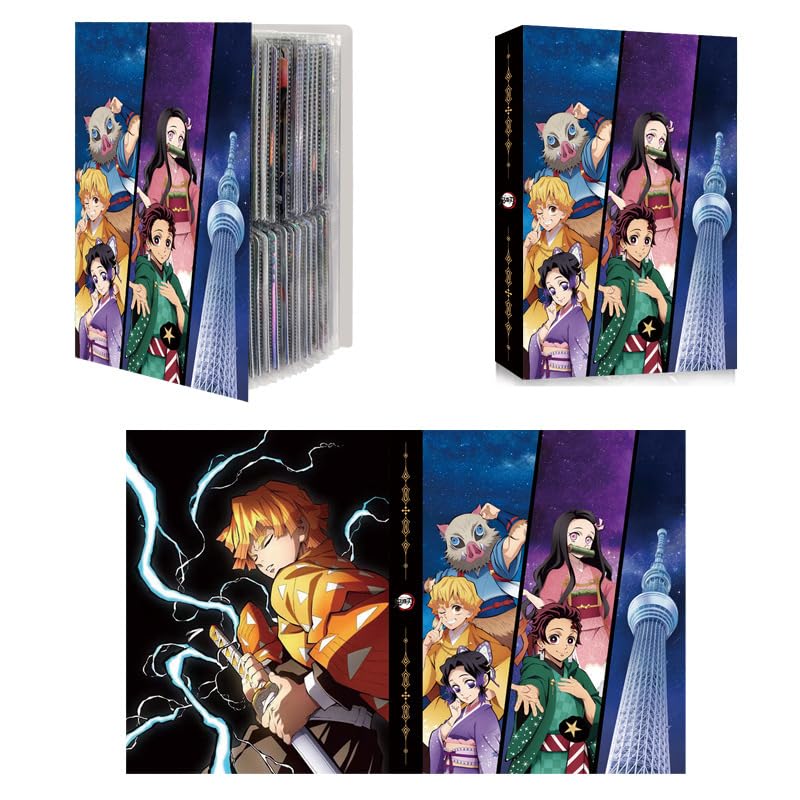 Dem-onSla-yer Álbum de Cartas Coleccionables,Impermeable Transparente Cartas Album Cartas Bolsillos,Anime Grandes Libro de Cartas de Colección de Tarjetas de Páginas,Colecciones Regalos para Niños y N
