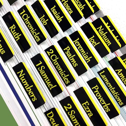 Bible Tabs, Large Print Laminated Bible Tabs for Women and Men - Easy to Read Bible Book Tabs for Study Bible, Index Tabs for Old and New Testament, Bible Labels Tabs for Christian Gift, Black