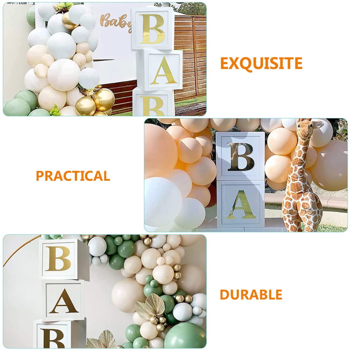ULTECHNOVO Coffrets pour Shower Décorations pour Shower Garçon Boîtes à Ballons pour Garçon Fille avec Lettres Bloc pour Fille