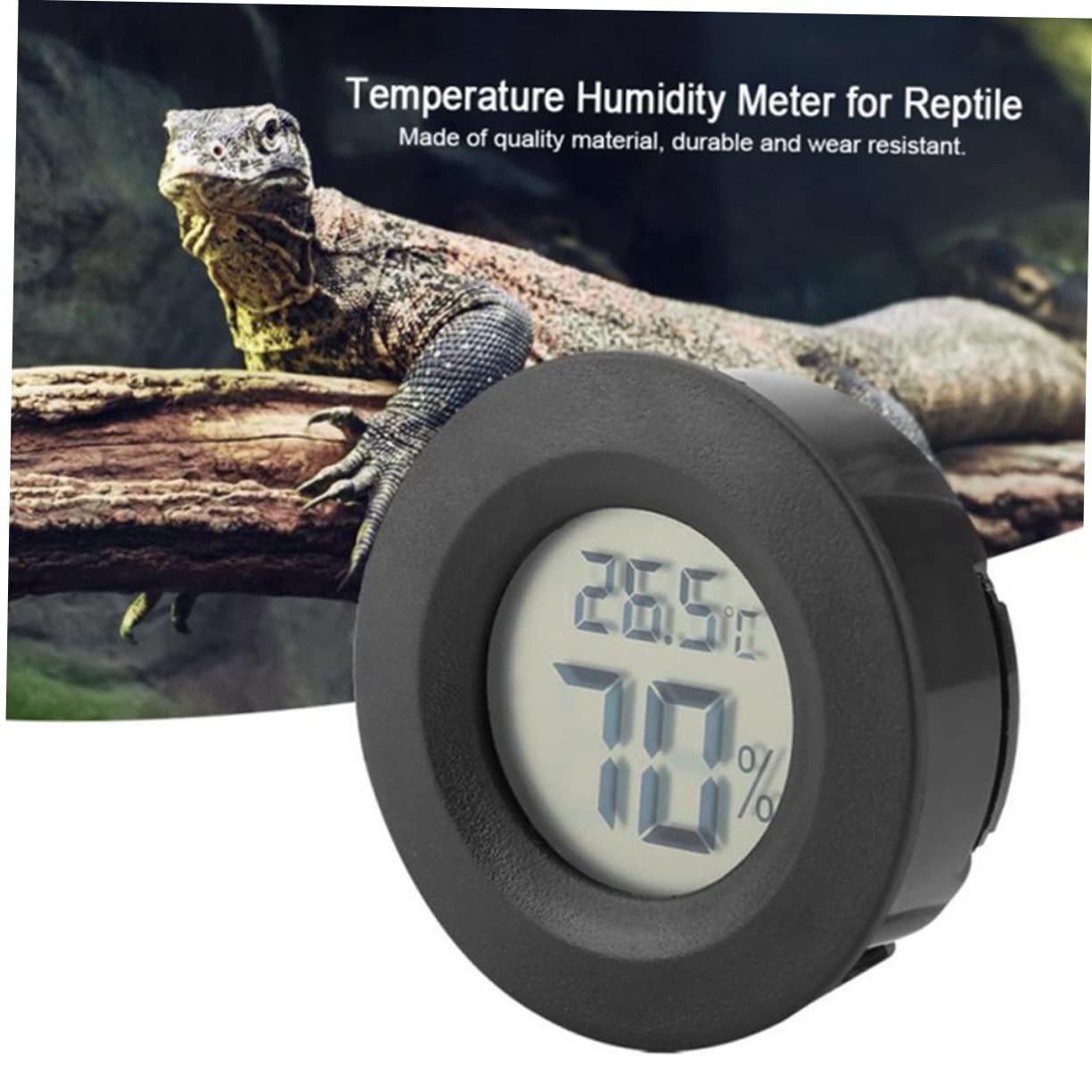TOYANDONA 3 Set Termometro Terrario per Rettili Vivaio Casa Accessori Indice di umidità per I Rettili Indicatore di Temperatura Dell'umidità Rotondo Black 4 Pezzi*3