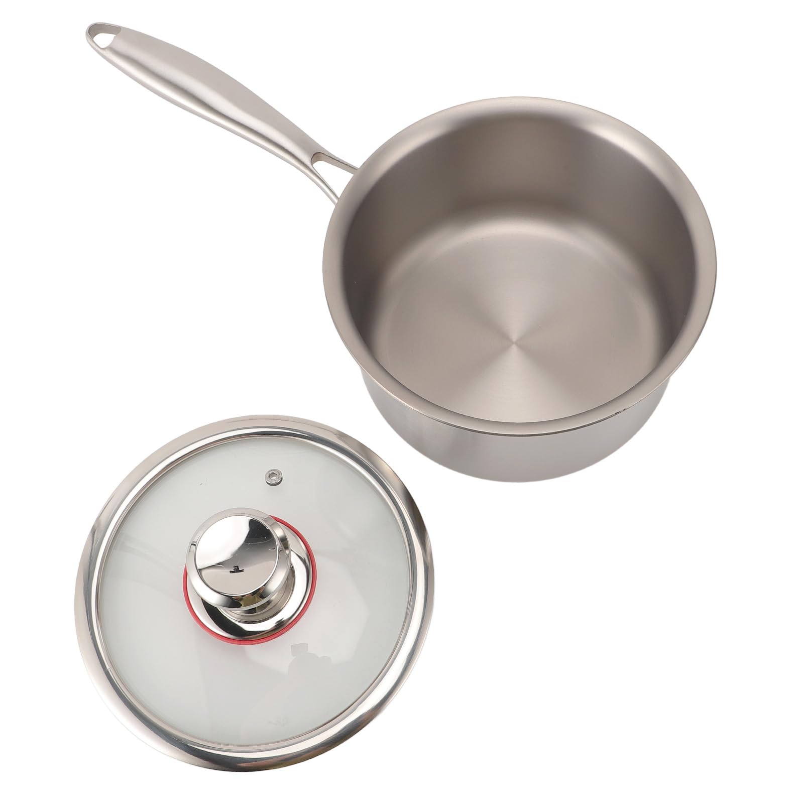 Pentola Multiuso per Latte con Coperchio in Vetro e Manico Resistente Al Calore, 18 Cm, per Cucinare Salse e Riscaldare gli Avanzi