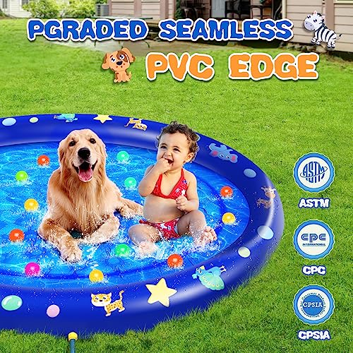 Splash Pad, Non-Slip 79.9” Extra Large Splash Mat For Kids Girls Boys Dogs Summer Outdoor Water Toys For Outside, Backyard Splash Water Play Mat For 3-12 Years Old Kids Splash Pad For Outside As Gifts #TOP5