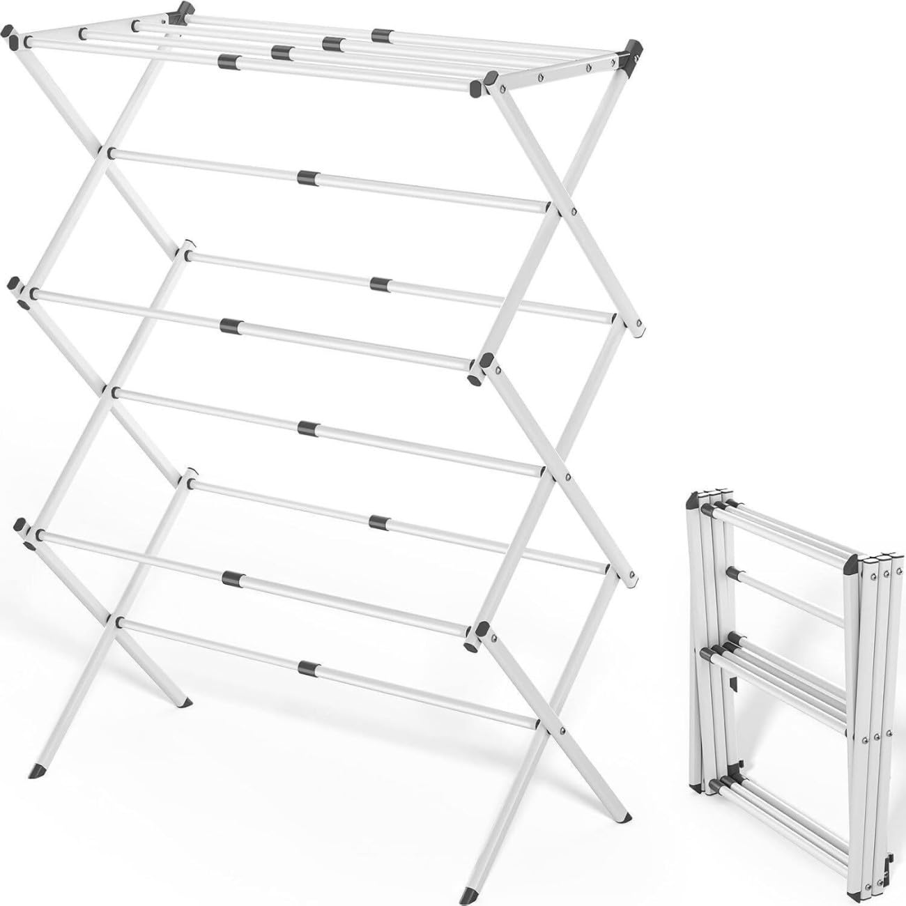 Séchoir à linge extensible en acier, une structure robuste à 3 niveaux