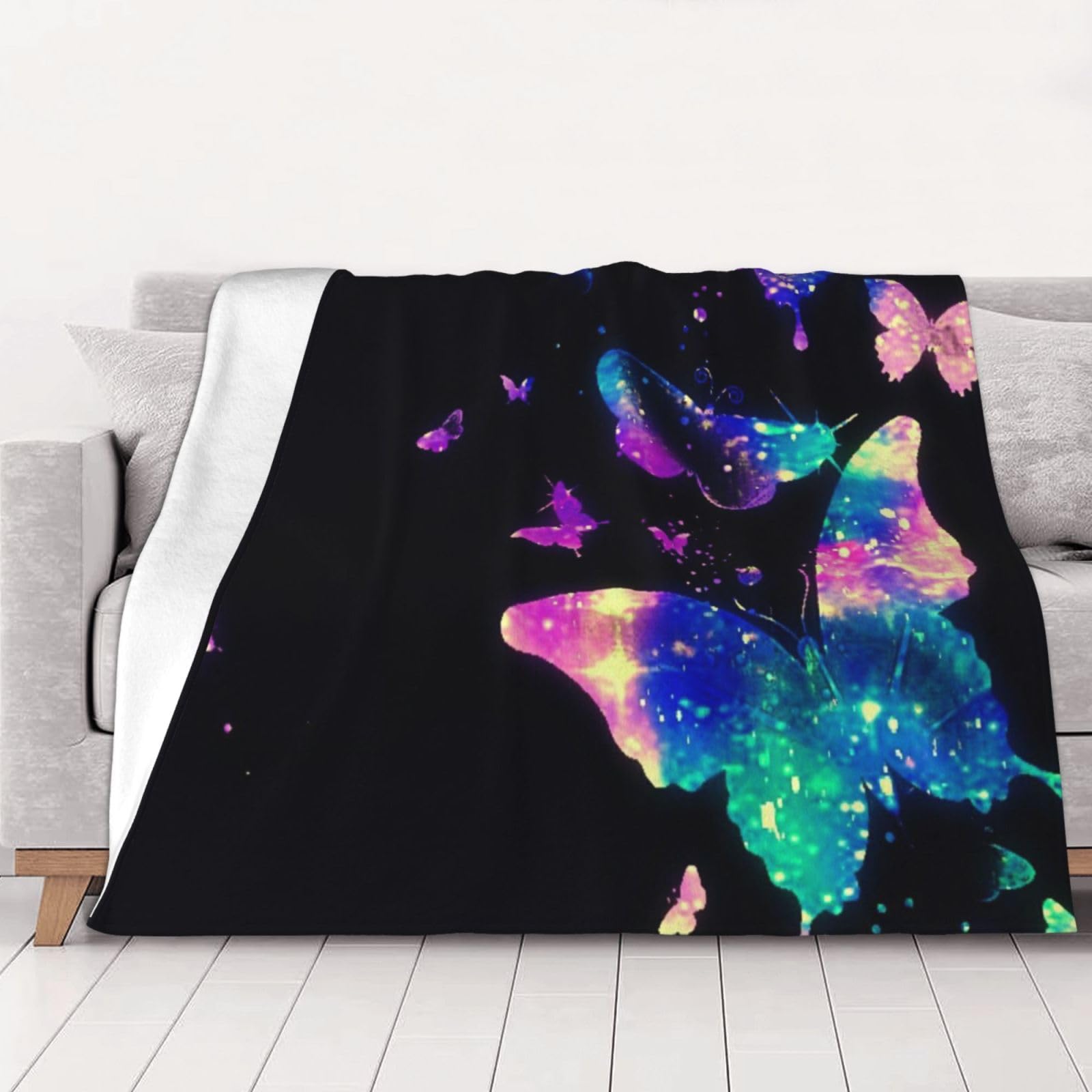 Couverture flanelle papillon douce 200x150 cm : cadeau pour femme