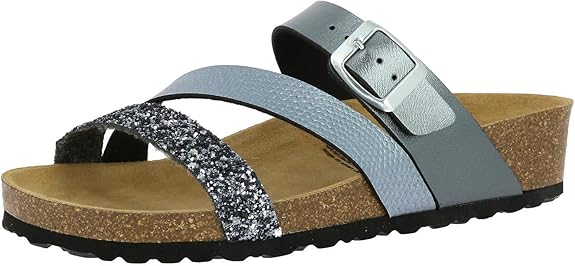 Lico Damen Natural Glitter Hausschuhe