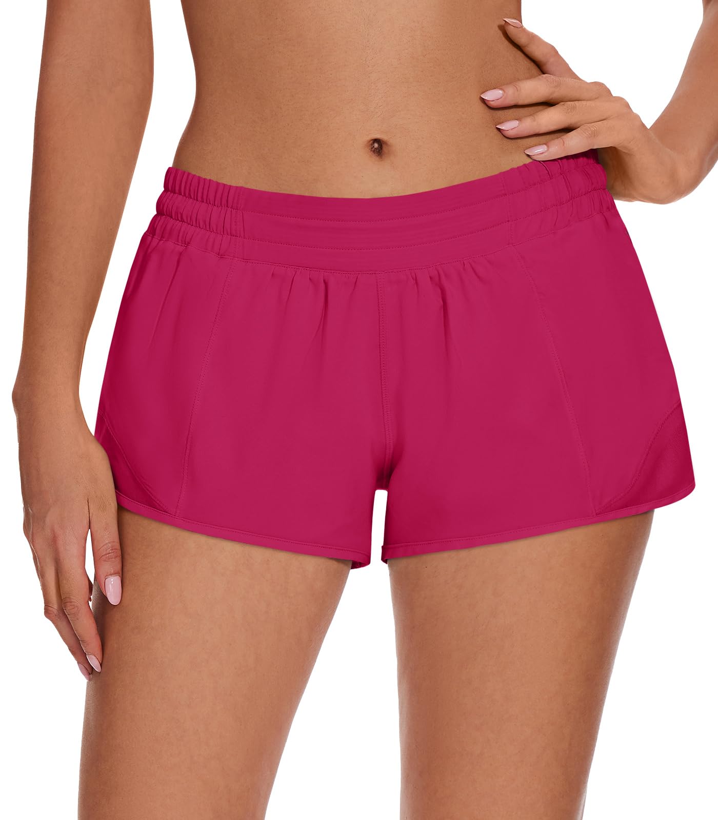 AugIris Athletic Running Shorts for Women with Zipper Pocket,Soft Lightweight Gym Workout Shorts with Mesh Liner Quick Dry