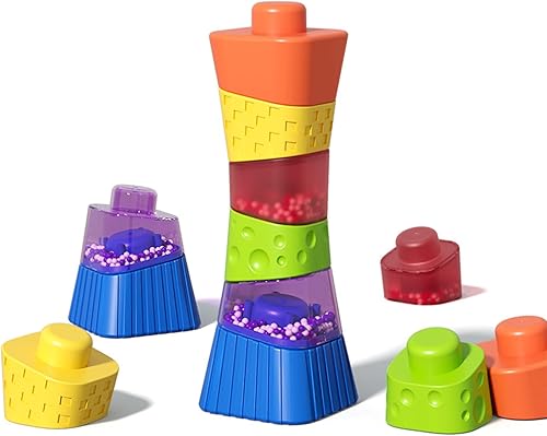 Lizbin Juguetes apilables para niños pequeños de 1 a 3 años, 6 piezas de bloques apilables sensoriales para bebés, juguetes apilables para bebés,