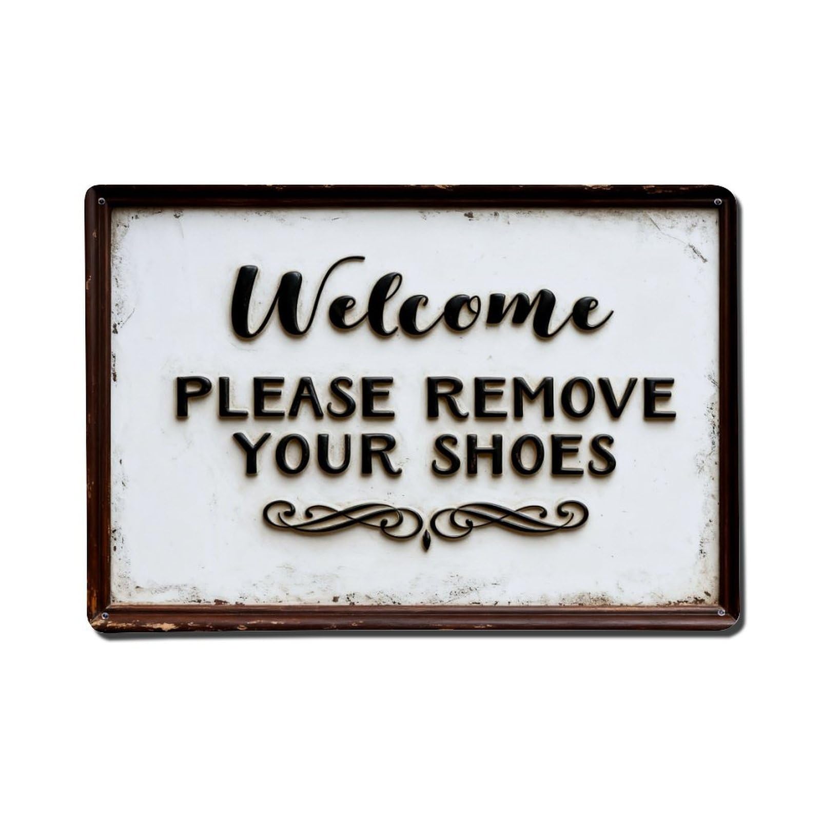 Iageret Vintage Welcome Please Remove Your Shoes Metal Tin Sign Retro Wall Decor, Bar Garage Cafe Kitchen Home Wall Art Poster Decoration 8X12inches
