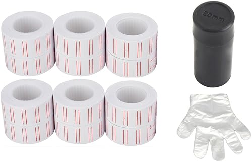 Miniatura 1 de MFLABEL 12 Rollos 7200pcs Etiquetas Blancas Precio Pistola para Mx-5500