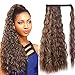 Stamped Glorious Wrap Around Ponytail Extension Synthetic Long Wave Ponytail Extensions Brown Mixed Blonde Color Corn Wavy Magic Paste Ponytail for Women (8H27#)