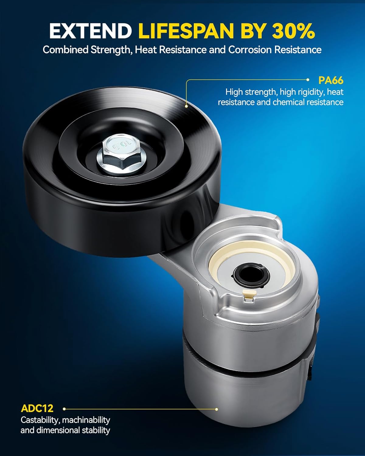 PHILTOP Belt Tensioner Assembly with Pulley Compatible with Hyundai Santa Fe 2007-2009 2.7L, Kia Rondo 2007-2010 2.7L, Optima 2007-2010 2.7L, OE# 252813E000,39150