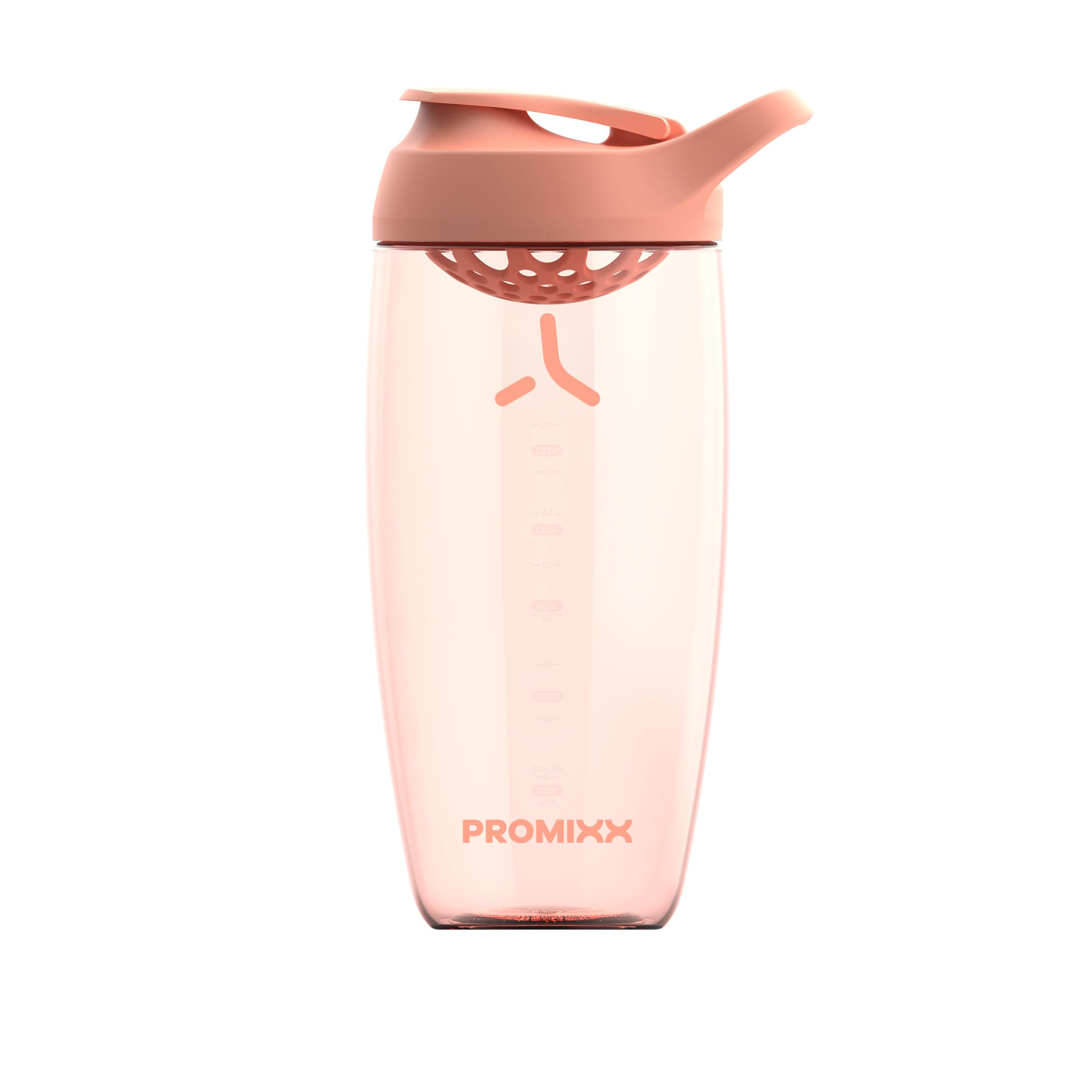 Promixx pursuit protein shaker bottle - premium shaker for protein shakes - lifetime durability, leakproof, odourless - 700ml / 24oz (coral)