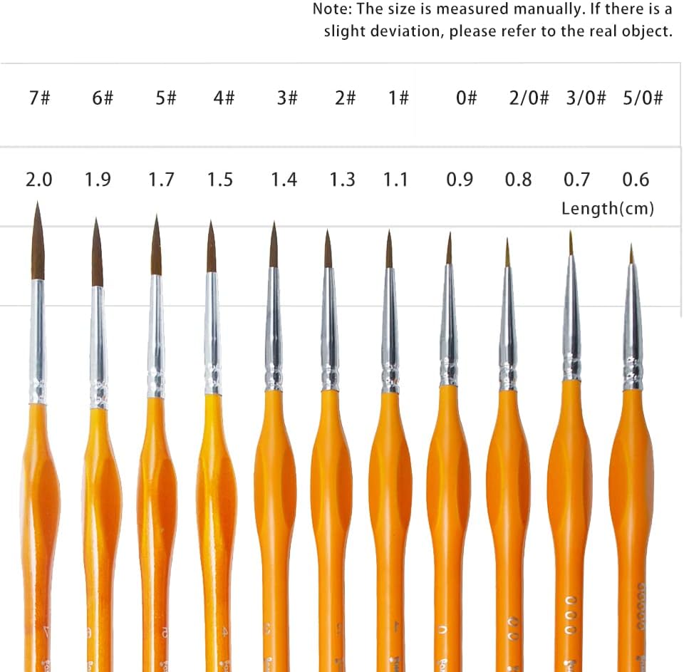 11 Pieces Fine Detail Paint Brush Miniature Painting Brushes Kit Mini Paints Brush Set for Acrylic, Watercolor, Oil, Face, Nail, Scale Model Painting, Line Drawing (Orange 11 Piece Set) image 2