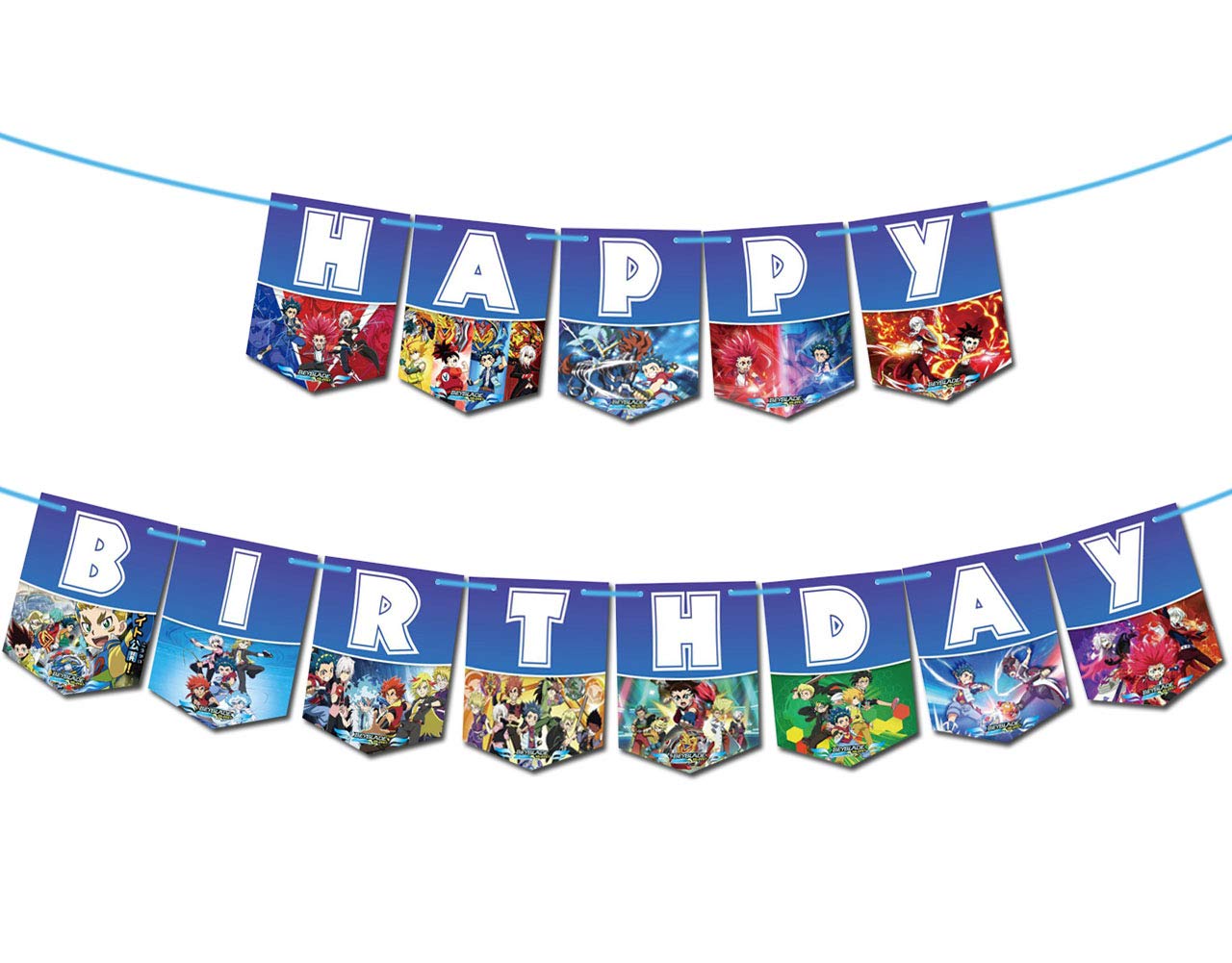 Beyblade Theme Happy Birthday Banner Gaming Party Supplies For Kids and Adults Birthday Party Decorations