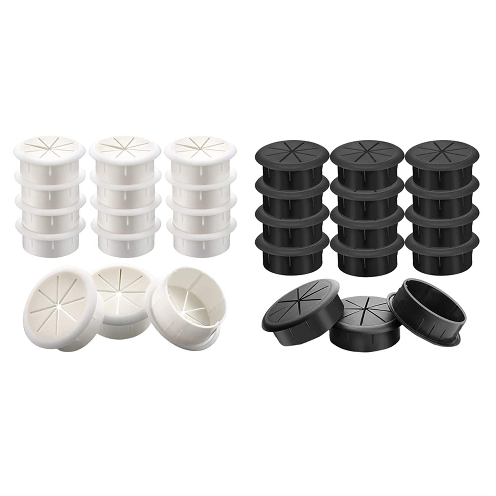 Schreibtisch-Durchführung, 15 Stück, Kabeltüllen, flexibles Kabel-Draht-Loch-Abdeckungs-Set, Organizer for Büro, Zuhause, PC(White)