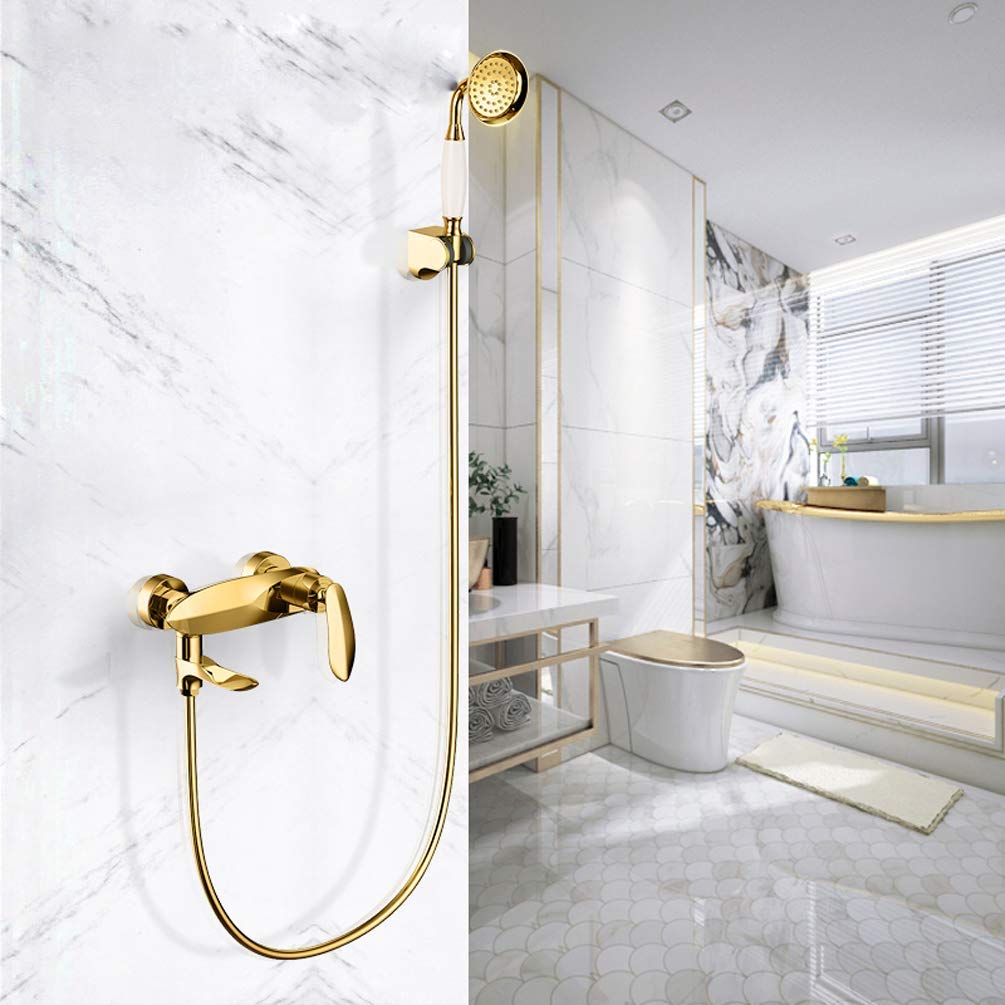 Bateria Wannowa Ścienna Bath Gold Bateria Wannowa Z Mieszaczem, Prysznic Z Słuchawką, Luksusowy Zestaw Prysznicowy