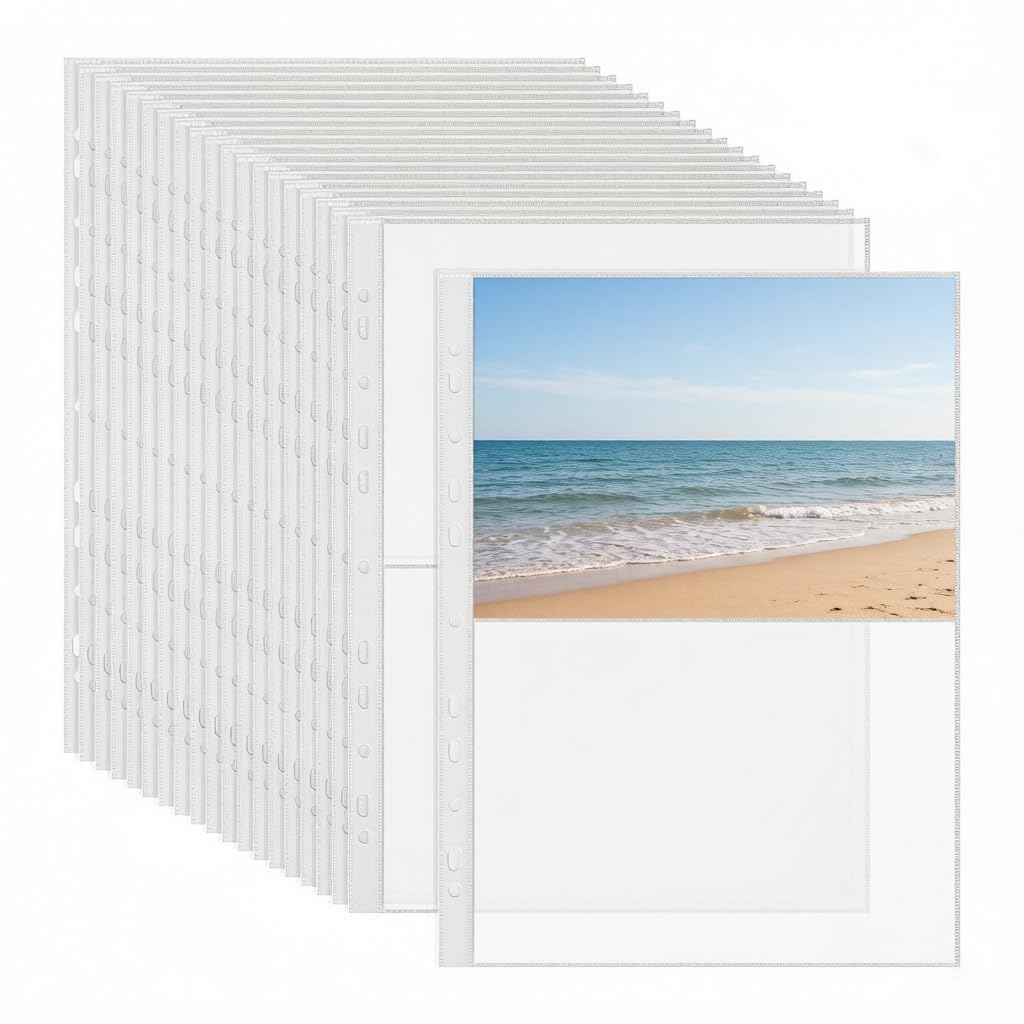 A4 Postkarten-Albumhüllen aus Kunststoff, transparent, doppelseitig, 100 Stück