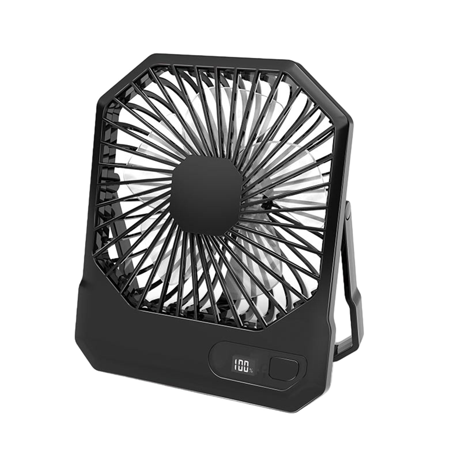 Jazuaiao 3 Speed Foldable Desk Fan Rechargeable 2600mah Fan with Digital Display USB Quiet for Travel Camping Scene Usage