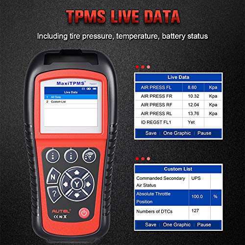 Autel Ts601 Tpms Relearn Tool, Tpms Programming Tool, Obdii Code Reader, Advanced Version Of Ts501/Ts408/Ts508, Key Fob Testing, Active Tire Sensor For All 315/433Mhz #TOP5