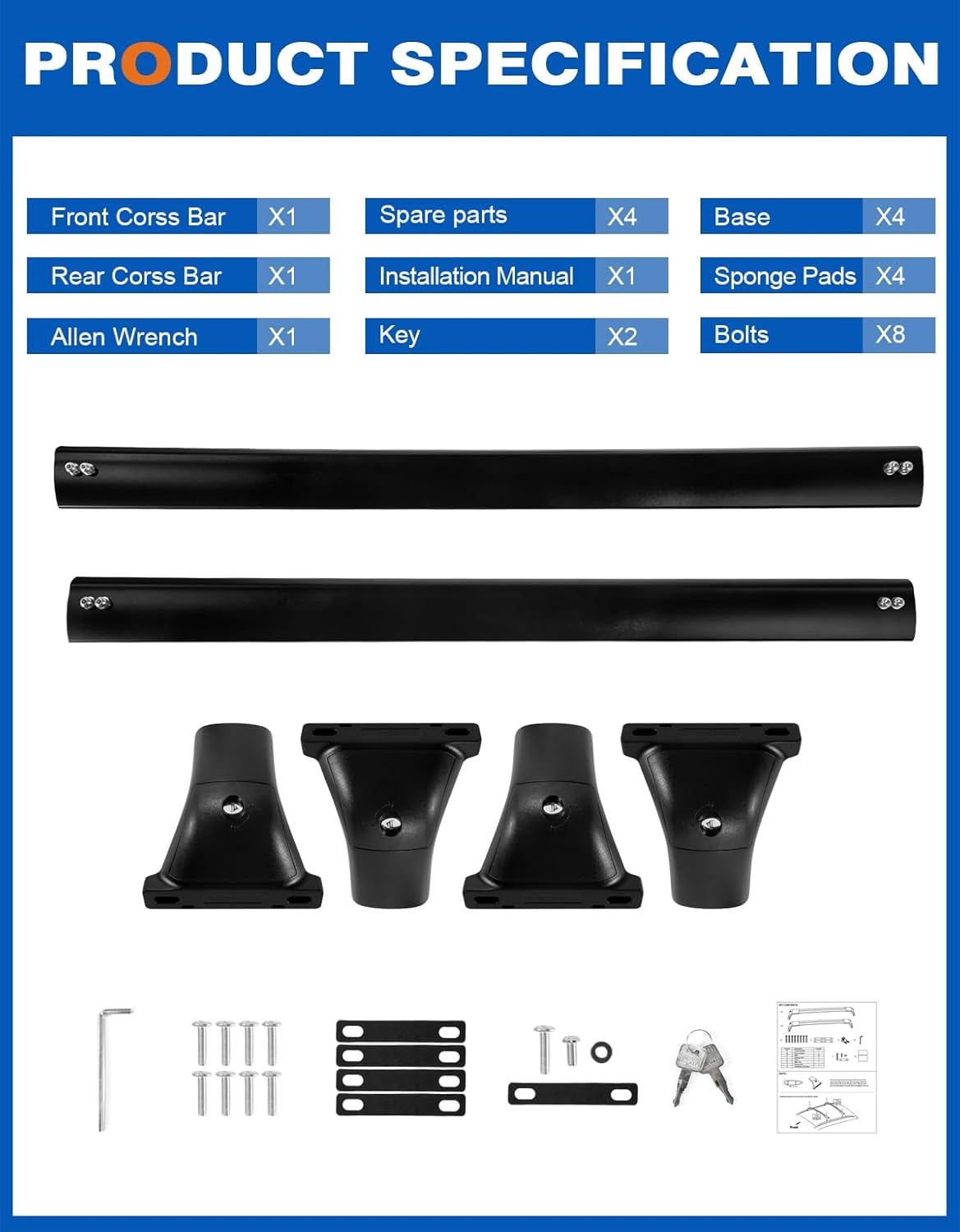 Wonderdriver Lockable Roof Rack Cross Bars 300lbs Compatible with Chevy Chevrolet Trailblazer 2021 2022 2023 2024 2025 2026 L LT ACTIV RS, All Aluminum Heavy Duty Roof Rails Crossbars Cargo