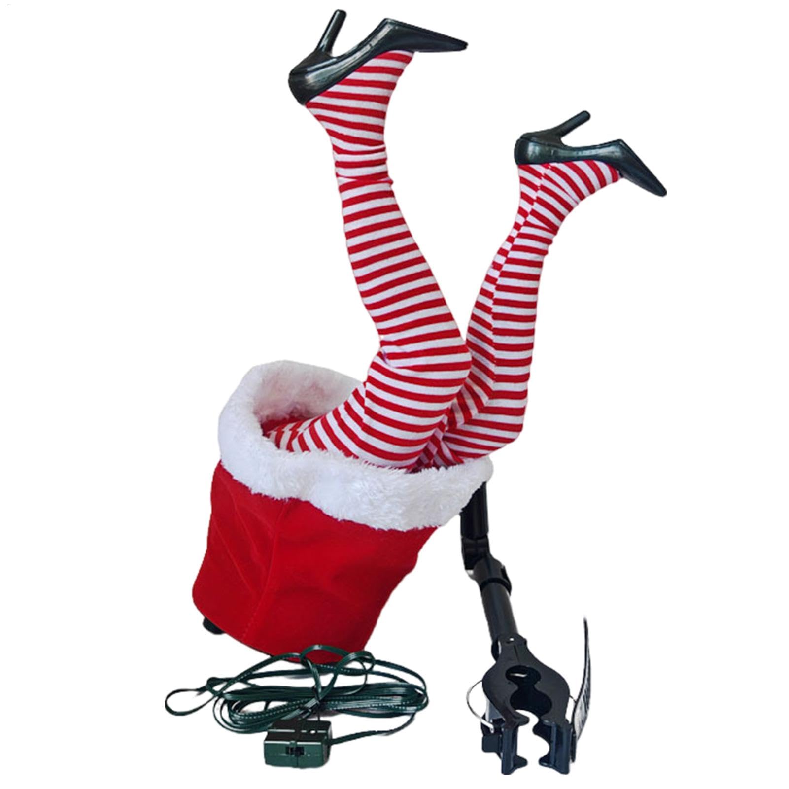 Ornement animé pour arbre de Noël et décoration de jambe d'elfe électrique automatique