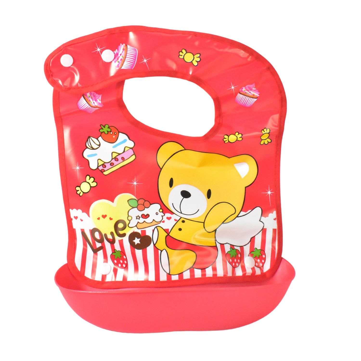 Multifunctional Waterproof Reusable Soft Fabric Plastic Baby Bib (1 Pc)-image-22