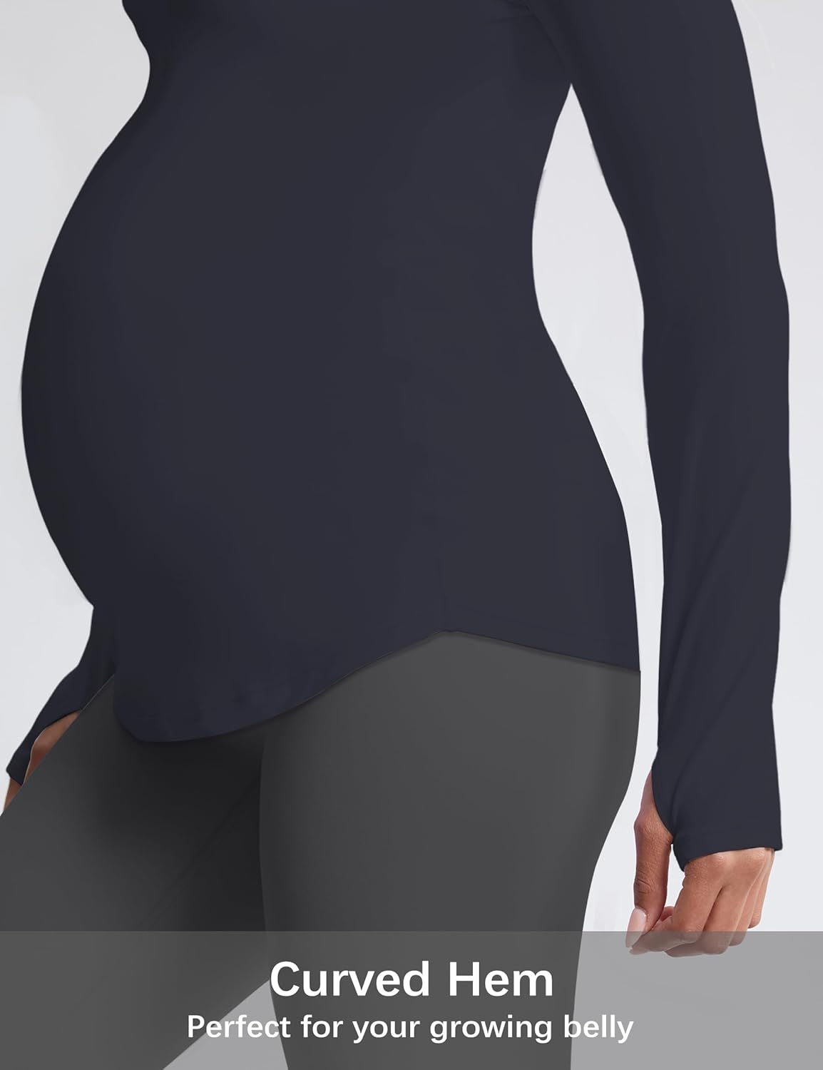 Mama Land Long Sleeve Maternity Shirts - Pregnancy Workout Yoga Tops Crewneck Casual Activewear with Thumbholes - Image 5